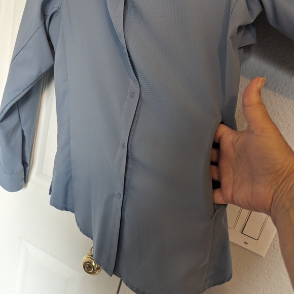 Columbia PFG Long Sleeve SNAP UP Quick Dry Shirt | M | Slate Blue / Gray | EUC - Picture 8 of 12